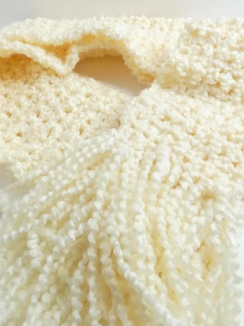 Creamy White Scarf 98" x 5" Extra Long Handmade Crochet Hand Knit OOAK Soft NWT